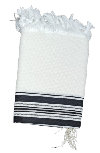 טלית צמר משובץ שחור מידה 50