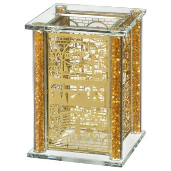 קופת צדקה קריסטל עם פלקטות זהב